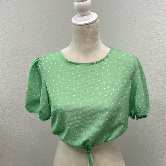 Charlie Holiday Stellar Green Polka Dot Top Size 6 - Picture 6 of 12